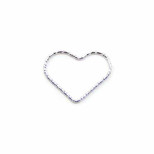 925 Silver Rings , heart, hammered, 16x20mm x 2pcs