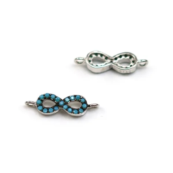 Intercalary 8 infinity reconstituted turquoise blue 5x18mm x 1pc