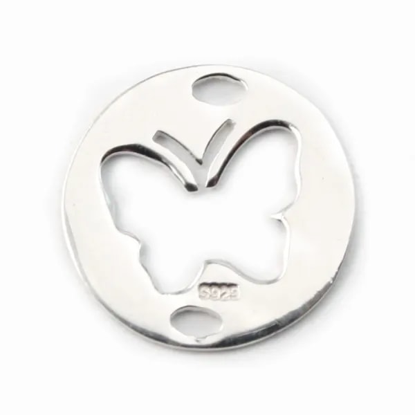 Argent 925 ronde intercalaire dessin papillon 15mm  x 1pc