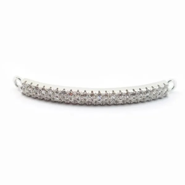 Argent 925 rhodie  pendantif  BARETTE& zircons38MM avec anneau 3mm x 1pc