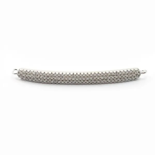 Sterling Silver 925 rhodium  BARETTE& zircons 35x3.5mm with ring 3mm x 1pc