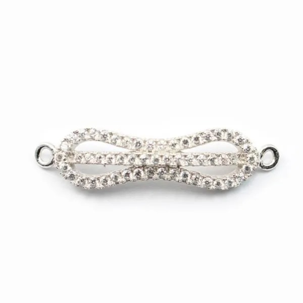 Argent 925 rhodie  pendantif  3RANGS zircons 28x7mm avec anneau 3mm x 1pc