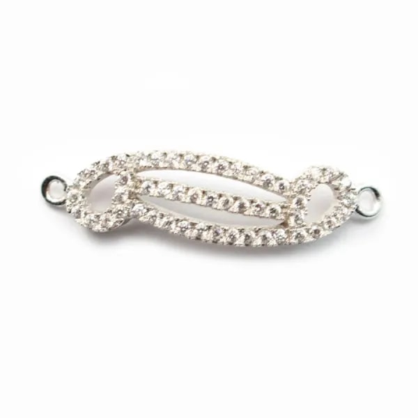 Argent 925 rhodie  pendantif  3RANGS zircons 28x7mm avec anneau 3mm x 1pc