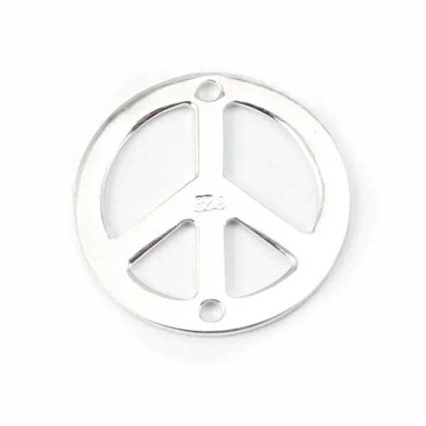 Sterling Silver 925 breloque  peace & love 15 mm x1 pc