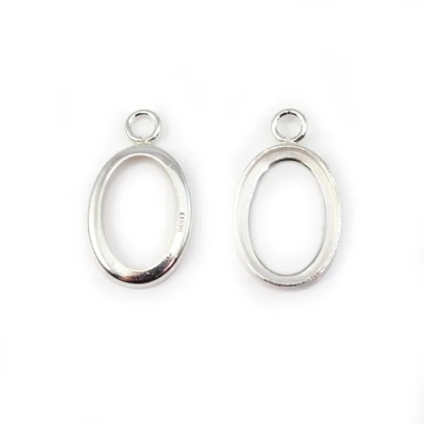 Pendentif support  pour cabochon ovale, argent 925, 10x14mm x 1pc