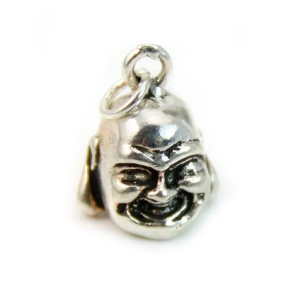 Breloque à tête de Bouddha Argent 925 10mm avec anneau 4mmX 1pc