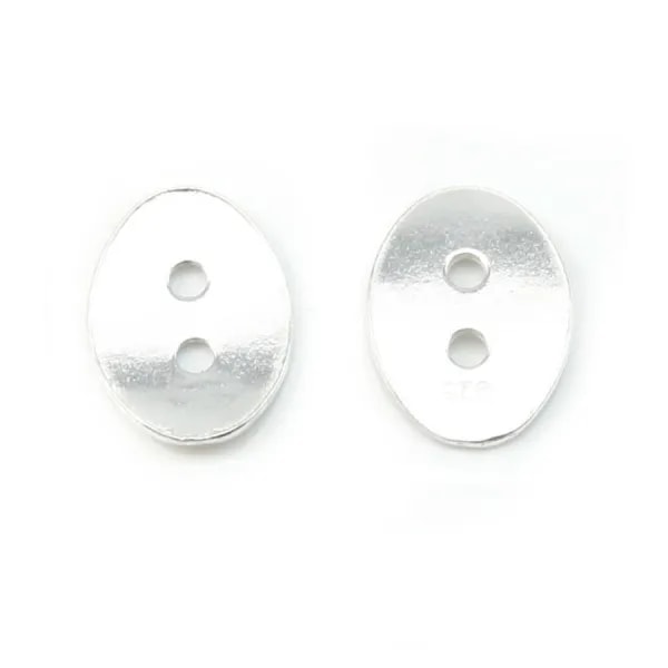 Sterling Silver 925 oval button 9.5x13mm x 5 pcs