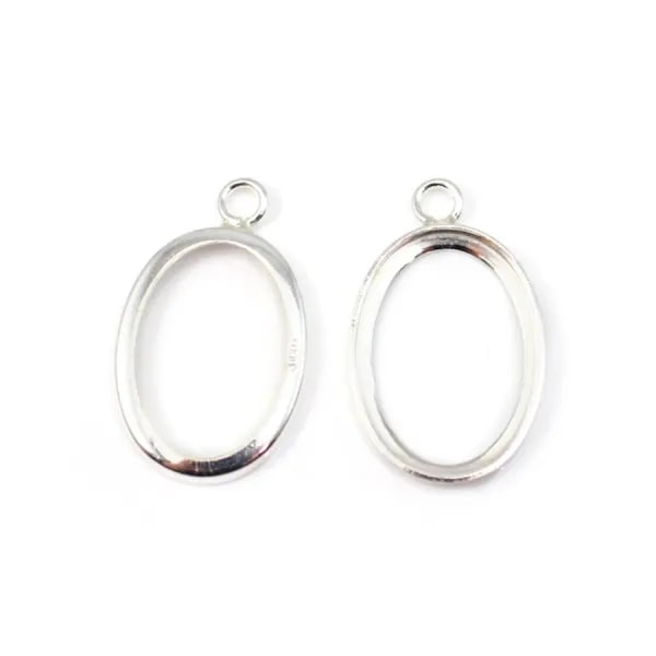 Pendant support  for cabochon oval,sterling silver, 13x18mm x 1pc