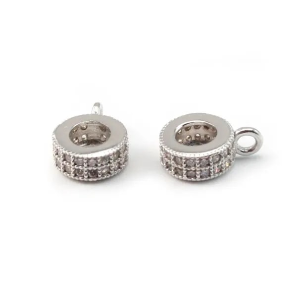 Attache pendentif rond zicon 10 mm en Argent 925 x1