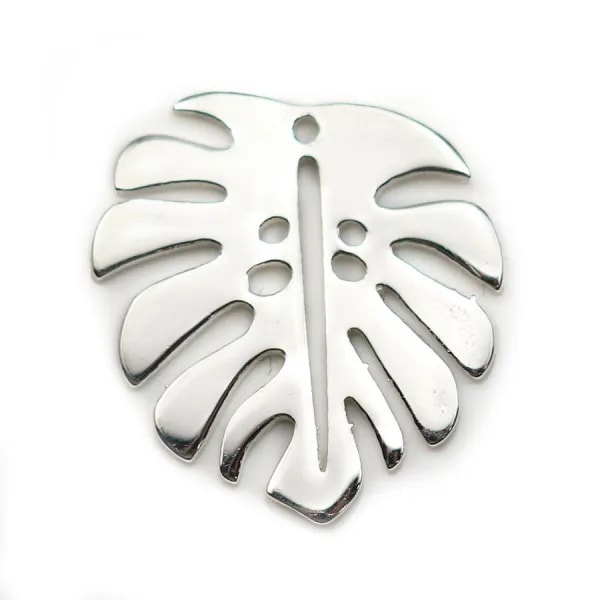 Charm in 925 silver, in shape of a leaf, 15 * 16mm x 1pc