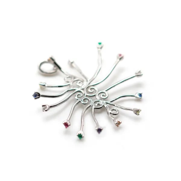 Pendentif en argent 925 rhodié & zirconium multicolore pour perle baroque x 1pc
