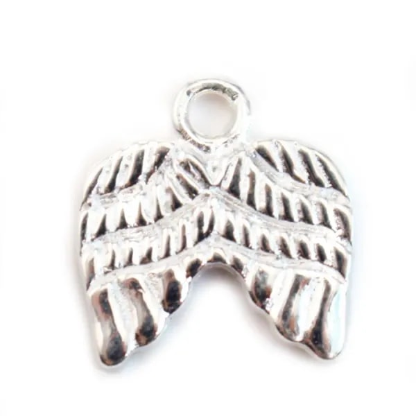925 Sterling Silver angel wings charm 11.5x11 mm x1 pc