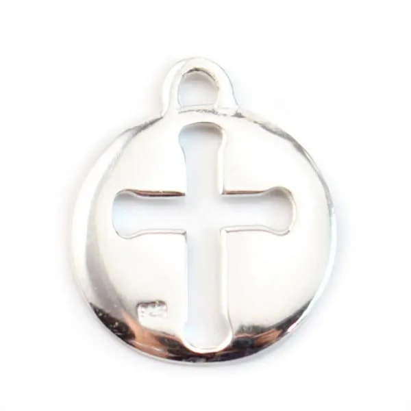 Breloque croix découpée Argent 925 15 mm x 1 pcs