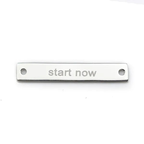 Intercalaire en argent 925, en forme de tube gravé "start now", 22 * 3.5mm x 1pc
