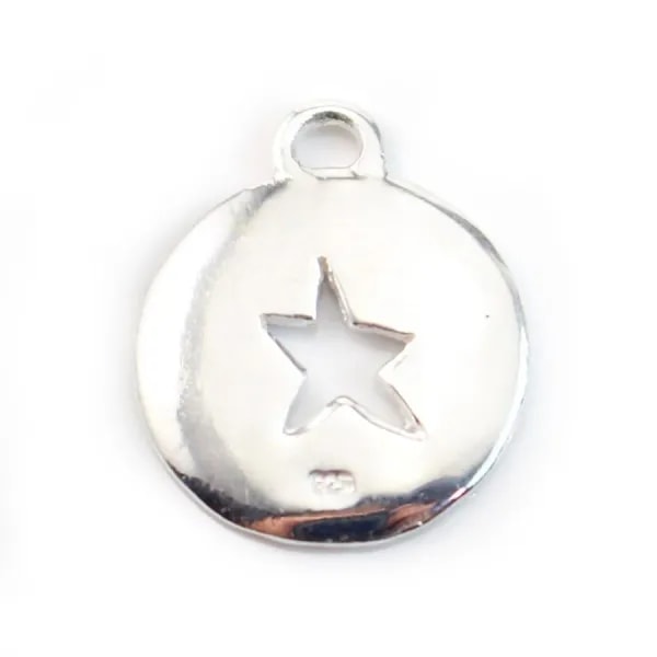 925 Sterling Silver cut star charm 15 mm x1 pcs