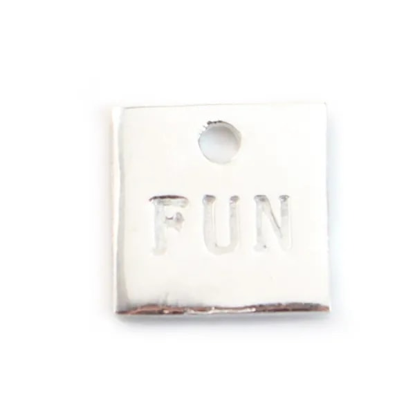 Breloque Fun Carrée Argent 925 10mm x 1 pcs