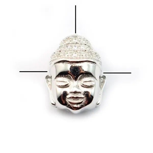 Argent 925 rhodie  pendantif bouddha& zircons 13x10.5MM x 1pc
