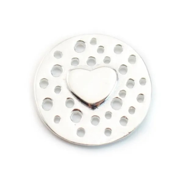 Intercalaire rond Coeur  Argent 925 14mm x 1pc