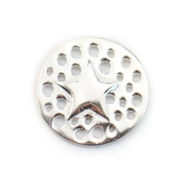 925 Sterling Silver round star spacer 14 mm x 1pc