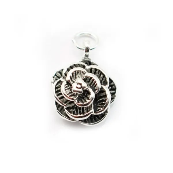 Argent 925  breloque fleur 11mm avec anneau 4.5mmX 1pc