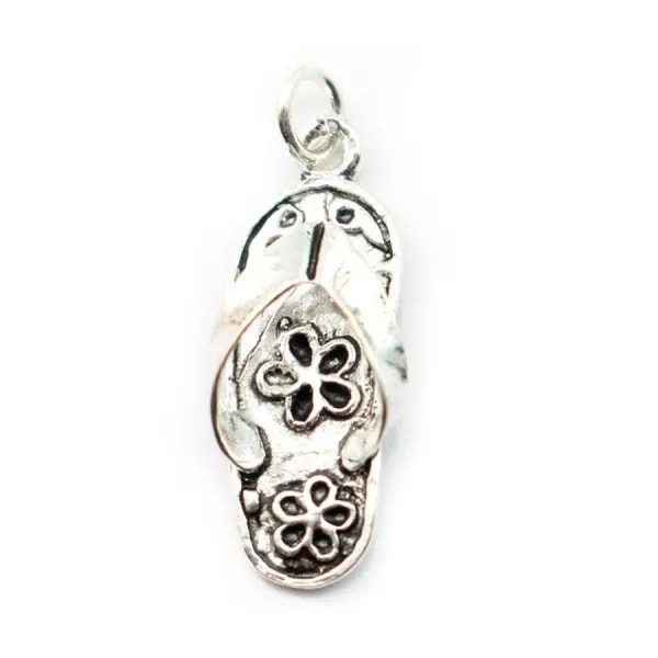 Sterling Silver 925  breloque shoe 8x22mm  with ring 5mmX 1pc 