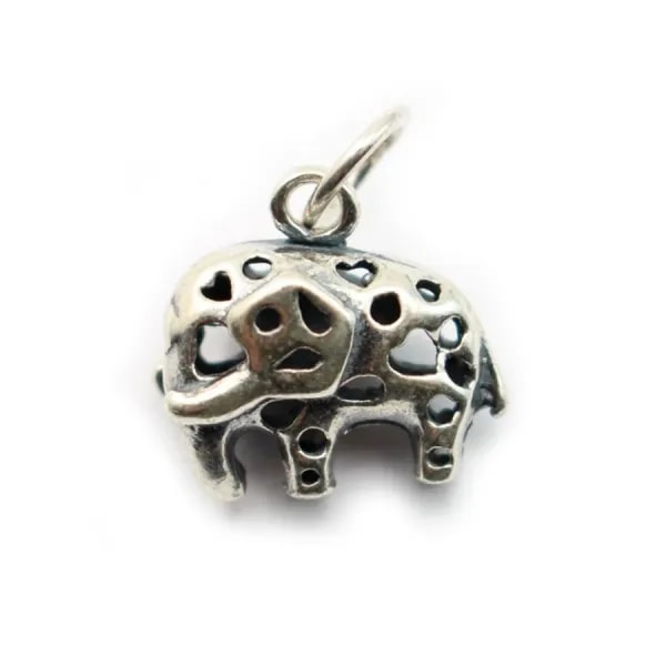 Argent 925  breloque elephant 12mm avec anneau 5.5mmX 1pc
