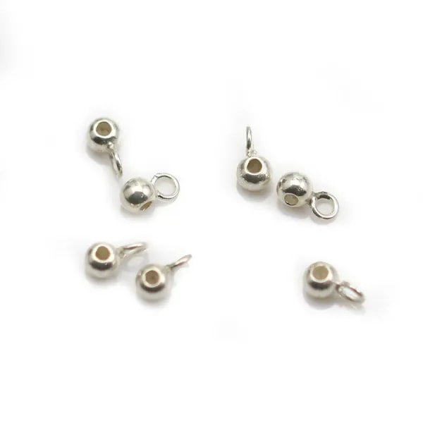 Stopper pour chaîne, argent 925, de forme ronde, avec anneau, 5.5x2.5mm x 10pcs