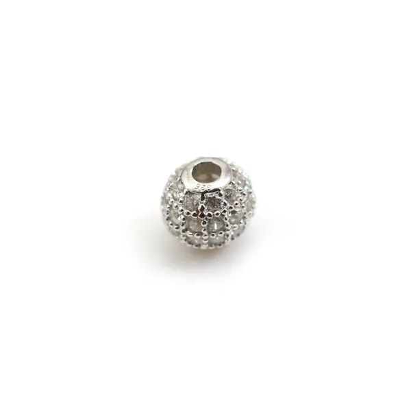 Boule avec strass 6mm en argent 925  x 1pc