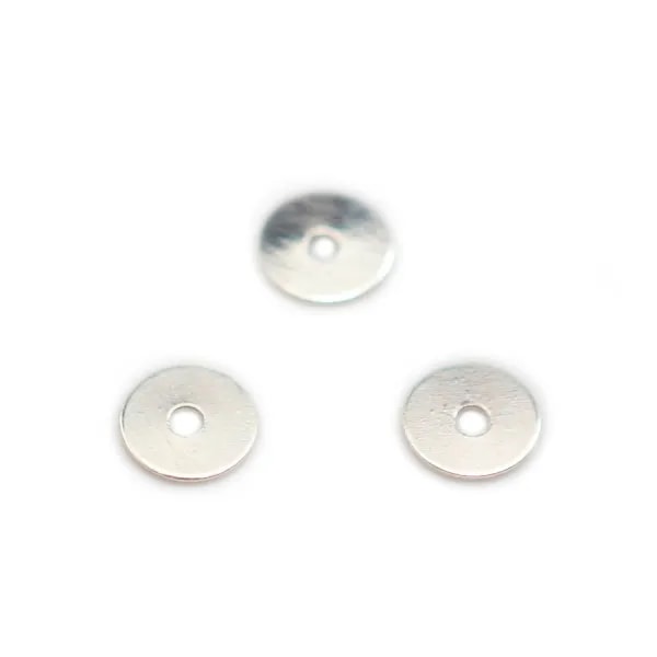 Disque 1 trou en argent 925  6 mm x 5pcs