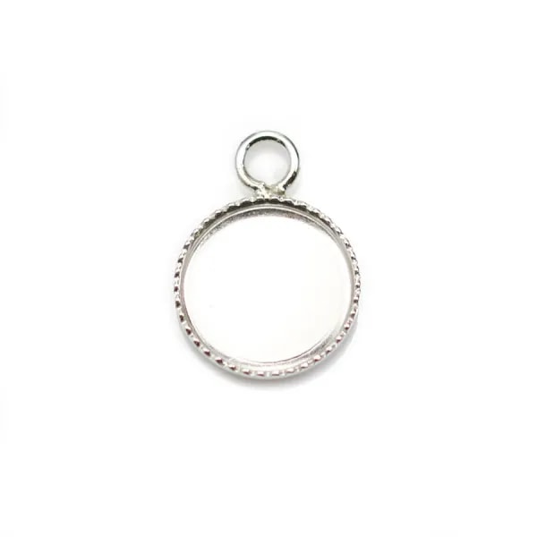Pendentif en argent 925, avec serti pour cabochon rond de 10mm x 1pc