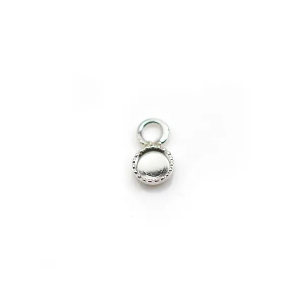 Pendentif en argent 925, avec serti pour cabochon rond de 4 mm x 2pcs