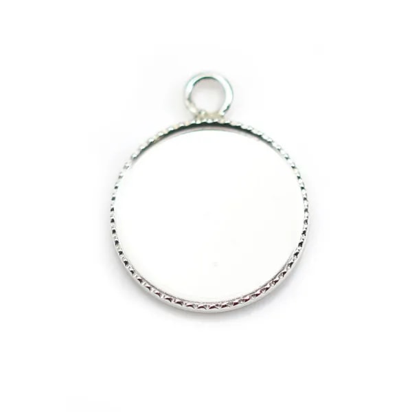 Pendentif en argent 925, avec serti pour cabochon rond de 14mm x 1pc