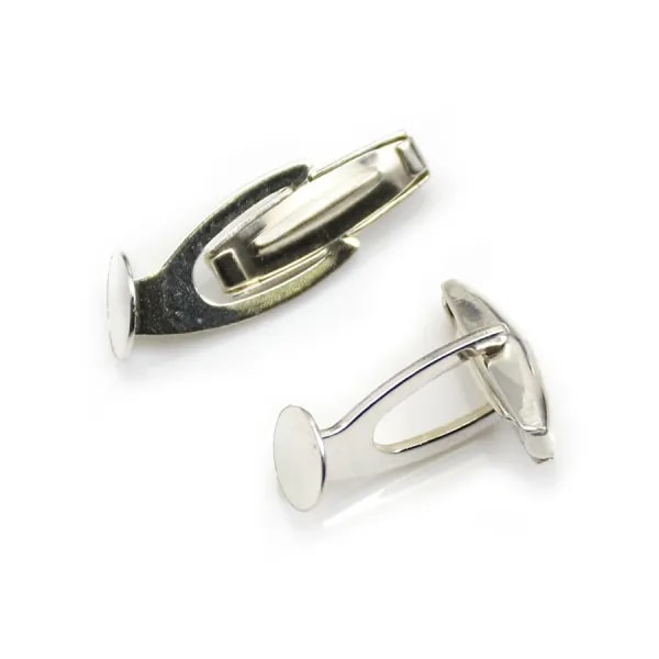 Bouton de manchette, en argent 925 pour cabochon rond de 8mm, 26 * 9mm x 2pcs