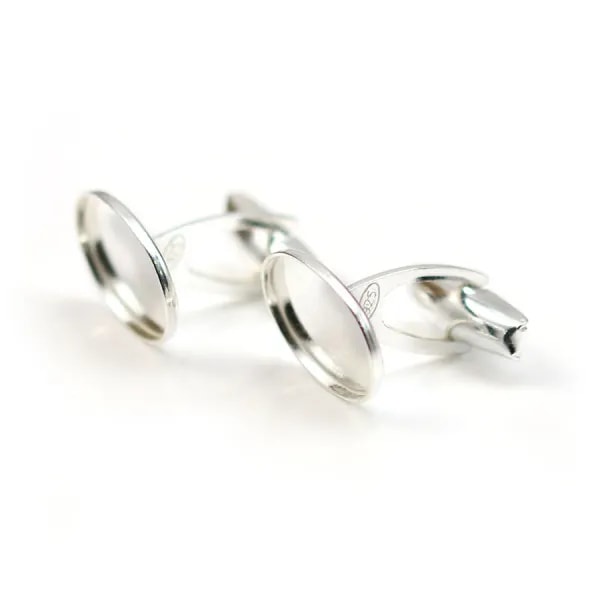 Boutons manchettes plateau oval 10x14mm ,argent 925, x 2pcs