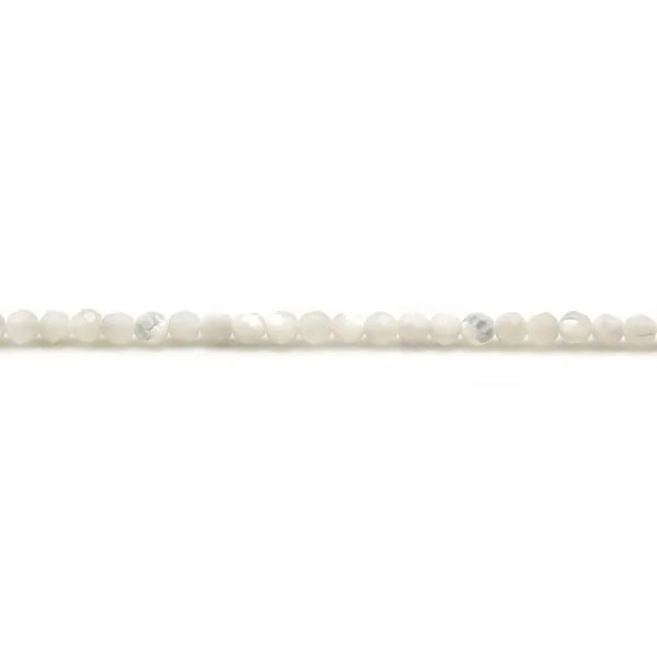 Nacre blanche ronde facette 2mm x 40cm