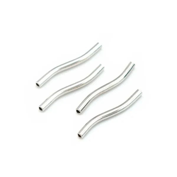 925 sterling Silver rhodium Twisted Tubes 19x2mm x4 pcs