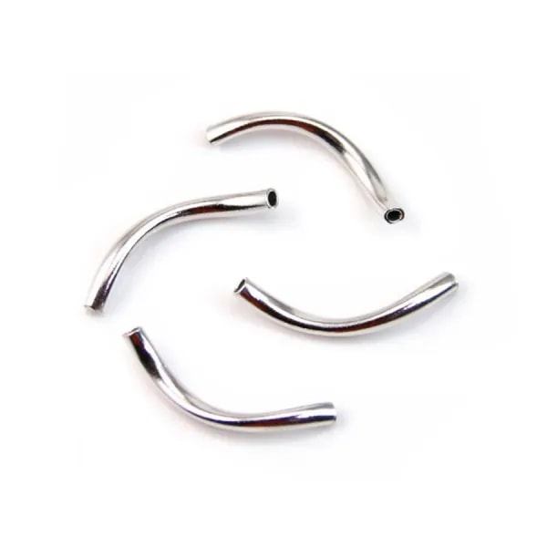 Tubes twistés, argent 925 rhodié 1.2x19.5mm x 2pcs