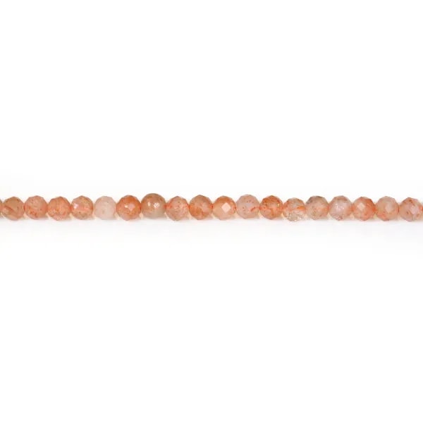 Pierre de soleil, de forme ronde facetté, 3mm x 39cm
