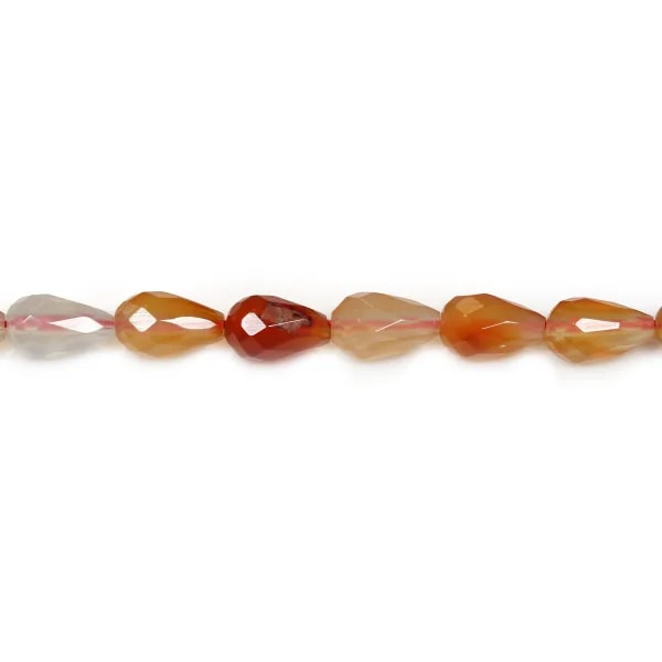 Cornaline goutte facette 6x10mm x 40cm
