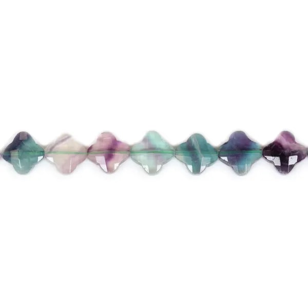 Fluorite trèfle facette 13mm x 40cm