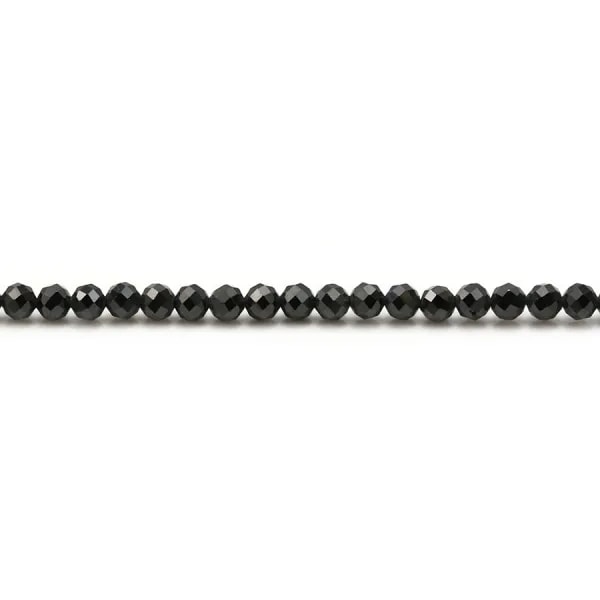 Spinelle noir de forme ronde facetté, 3mm x 40cm