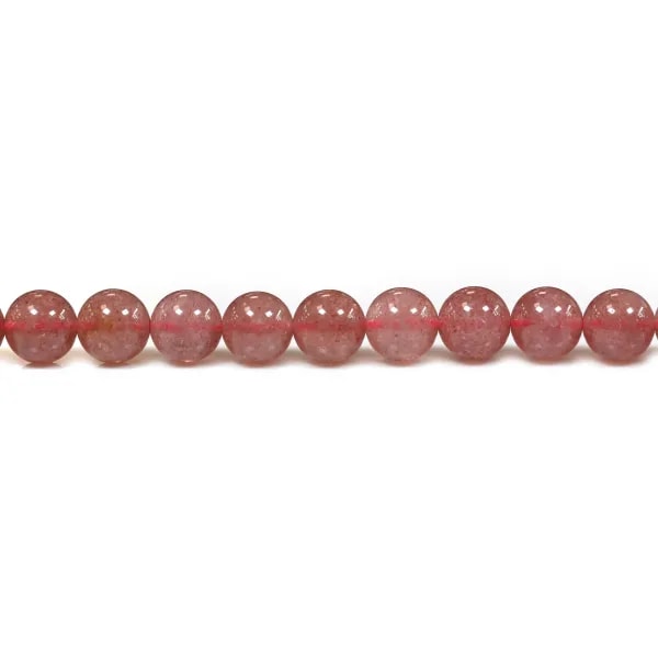 Quartz "strawberry", in round faceted shape, 2.5mm x 39cm