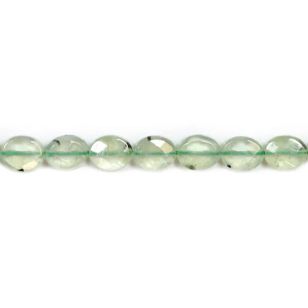 Préhnite goutte facette 6x8mm x 40cm