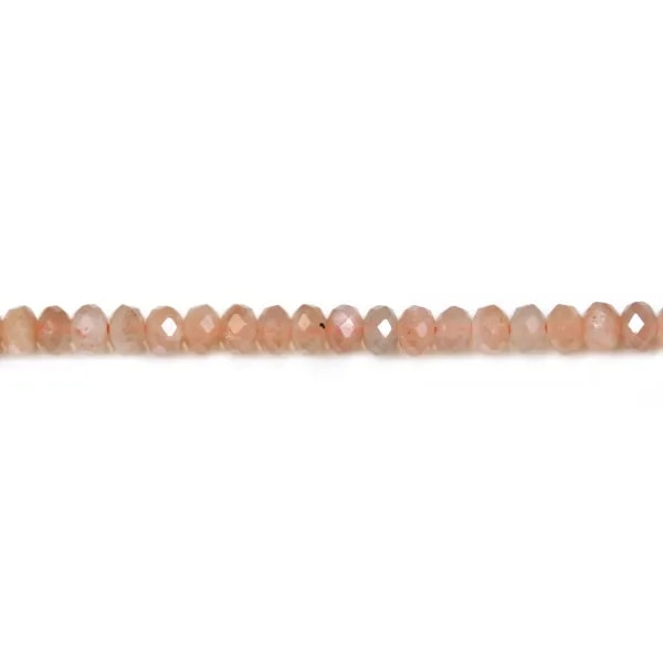 Rondelle facetada de pedra da lua laranja 2x3mm x 40cm