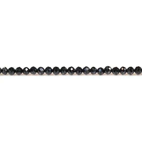 Spinelle noir rond facette 2mm x 34cm