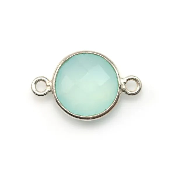 Faceted round chalcedony set in sterling silver 2 rings 11mm x 1pc