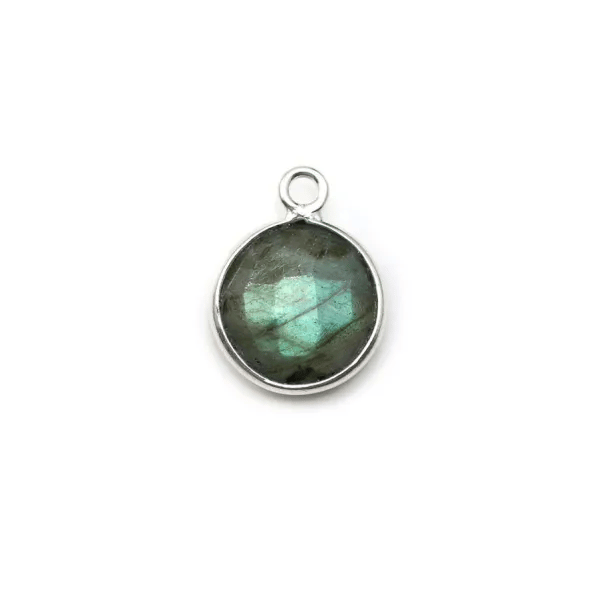 Labradorite ronde sertie sur argent un anneau, 9mm x 1pc