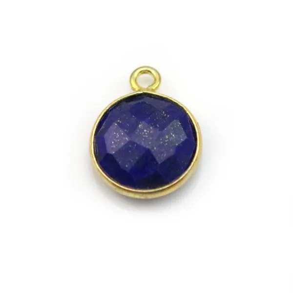 Lapis lazuli de forme ronde, 1 anneau, serti en argent doré, 11mm x 1pc