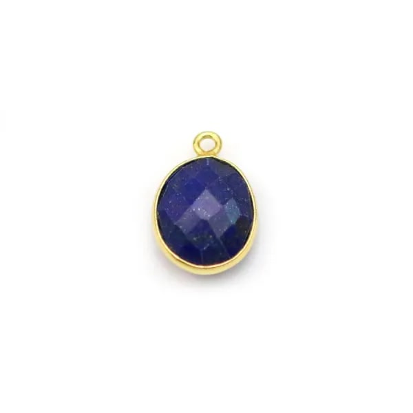 Lapis lazuli de forme ovale, 1 anneau, serti en argent doré, 9x11mm x 1pc