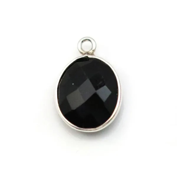 Faceted oval Agate set in gold gilt silver with zirconium  13x17mm x 1pc